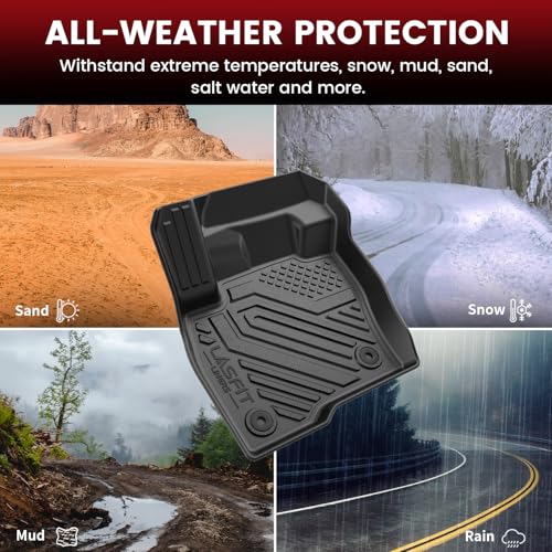 LASFIT Floor Mats and Cargo Liner for Ford Edge 2015-2024 All Weather Protector TPE Car Liners Custom Fit Vehicle Accessories, 1st & 2nd & Trunk Mat Combo Set, 4pcs Black - style: 10) Edge| 15-24 | Combo Set
