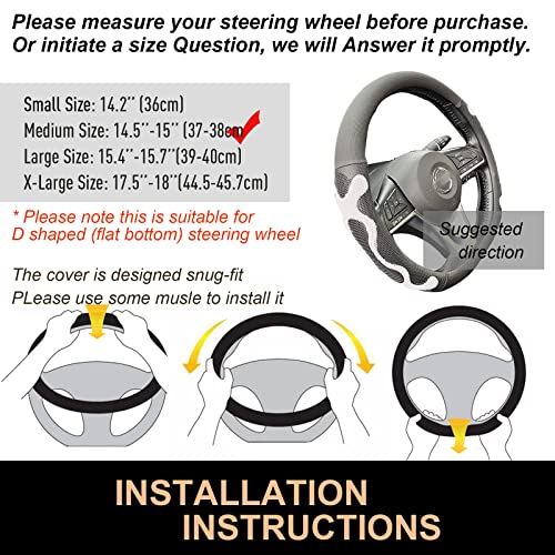 PINCTROT D Shaped Comfy Grip Steering Wheel Cover, Anti-Slip Design, Flat Bottom 14.5-15 Inch(Silicone White) - color: 5.White, size: D Shaped/Flat Bottom[14 1/2''-15'']