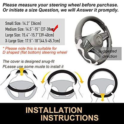 PINCTROT D Shaped Comfy Grip Steering Wheel Cover, Anti-Slip Design, Flat Bottom 14.5-15 Inch(Silicone White) - color: 5.White, size: D Shaped/Flat Bottom[14 1/2''-15'']