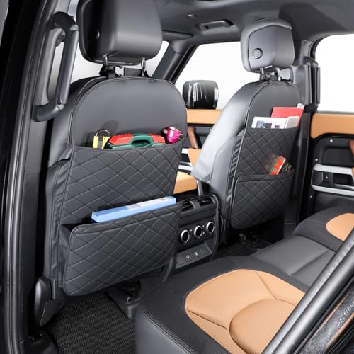 TAIKOO Seat Back Protector + Large Capacity Pocket Storage Organizer,Preventing the Impact of Children Stepping on the Seat Backrest (Black) - color: Black