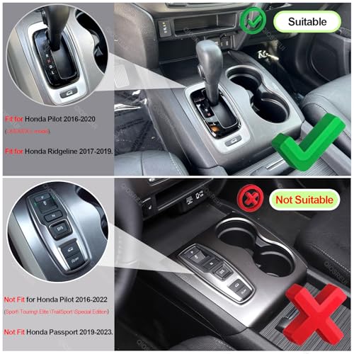 Gear Shift Panel Cover for Honda Pilot 2016-2020/ Honda Ridgeline 2017-2020, Gear Shift Knob Console Panel Trim, ABS Center Console Cup Holder Frame Anti-Scratch Protector Accessories (Matte Black) - color: Matte Black