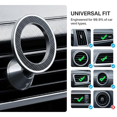 Trusmi Magnetic Car Phone Holder for MagSafe, Air Vent Phone Mount 360° Rotation, Strong Magnet Cell Phone Holder for Car for iPhone 17 16 15 14 13 12 Pro Max, Samsung Galaxy, Google Pixel