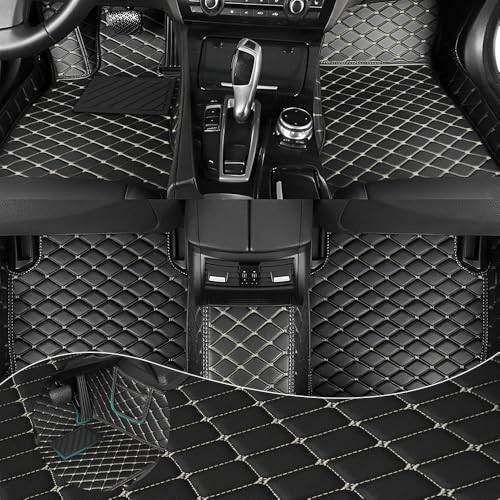Car Floor Mats Fit for Nissan Kicks 2022-2025 All Weather Durability Leather Car Floor Mats, Skidproof Pedal, Waterproof, Wear-reistant(Black Beige) - color: Black Beige