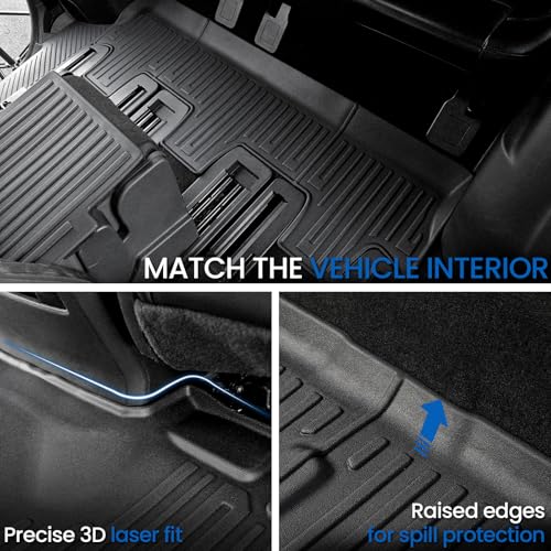 Floor Mats Cargo Mat Set for 2018-2024 Ford Expedition Max 8 Seats Bench Seat, All Weather TPE Cargo Liner Trunk Lower Mat Door Sill Guards Accessories (8 Seats Floor Mats Set) - style: 8 Seats Floor Mats Set