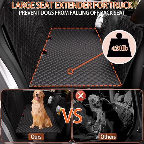 Chilino Back Seat Extender for Dogs - Large Space, Waterproof Dog Car Seat Cover for Back Seat with Hard Bottom Holds 420lbs, Upgraded Material Waterproof Pet Car Bed Dog Hammock for Car, SUV,Truck - color: Black