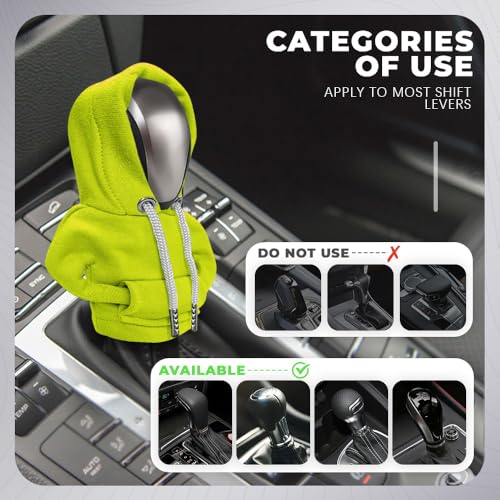Gear Shift Hoodie, Gear Shift Cover, Fashionable Hoodie Automotive Gear Shift Knob Protector, Car Accessories Mini Sweater Gear Shift Knob Cover for Car Gear Shift Levers (Green) - color: Green