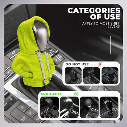 Gear Shift Hoodie, Gear Shift Cover, Fashionable Hoodie Automotive Gear Shift Knob Protector, Car Accessories Mini Sweater Gear Shift Knob Cover for Car Gear Shift Levers (Green) - color: Green