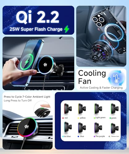 Qi2.2 Max 25W Fast Wireless Car Charger Phone Holder for 2019-2022 BMW 3 Series /2021-2023 4 Series/2022-2024 2 Series 10.25-Inch Screen, Magnetic Phone Mount Compatible with MagSafe