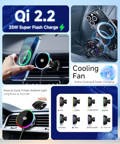Qi2.2 Max 25W Fast Wireless Car Charger Phone Holder for 2019-2022 BMW 3 Series /2021-2023 4 Series/2022-2024 2 Series 10.25-Inch Screen, Magnetic Phone Mount Compatible with MagSafe