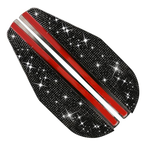 2PCS Bling Car Side Mirror Rain Visor Guard, Rhinestones Automotive Rear View Mirror Rain Eyebrows, PVC Rainproof Vehicle Side Mirrors Smoke Shade Cover for Car, Truck, SUV (Black) - color: Black