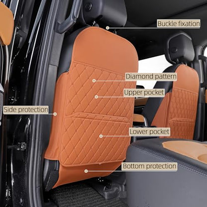 TAIKOO Seat Back Protector + Large Capacity Pocket Storage Organizer,Preventing The Impact of Children Stepping on The Seat Backrest (Style A-Brown) - color: Style A-Brown