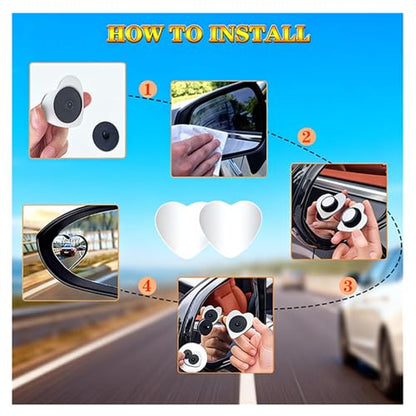 2 Pcs Cars Heart Shaped Blind Spot Mirrors Car,Heart Shaped Wide Angle Convex Rearview Side Mirrors for Enhanced Safety,Car Accessories for Cars Suvs and Trucks