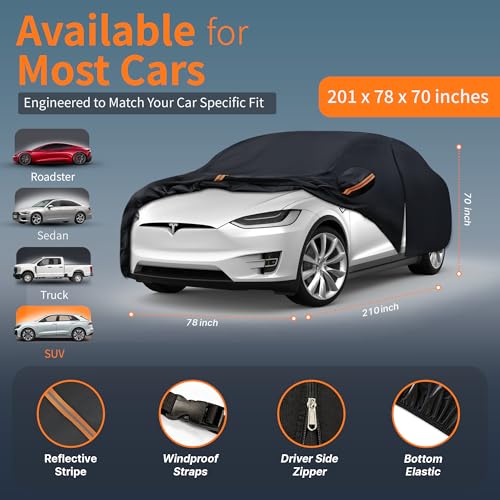 Waterproof Car Cover All-Weather,Full Exterior Automobiles Cover for SUV 191-201 inch Universal Fit Ford Explorer, Toyota Highlander, Hyundai Palisade, Honda Pilot, Dodge Durango etc. - size: Fit Suv Jeep Length 191-201 Inch(yxl)