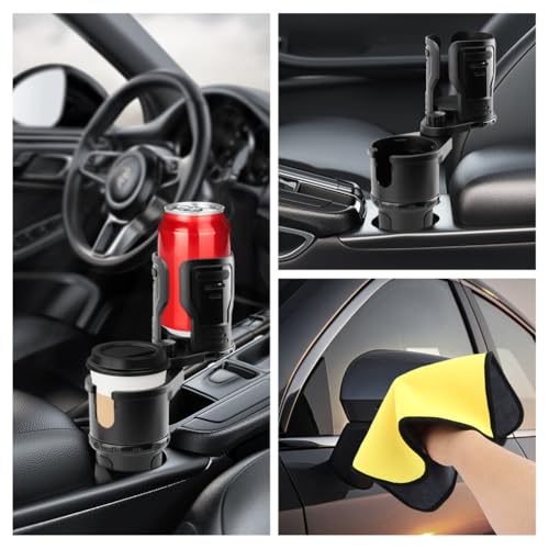 2 in 1 Car Cup Holder Expander, Multifunctional Expandable Car Cup with 360° Rotating Cup Holder Adapter Extender for Car with Adjustable Base Cup Holder Organizer for Large Water Cups and Drinks