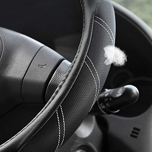 Elantrip Leather Steering Wheel Cover 15 1/2 to 16 inch Universal Large Soft Grip Breathable for Car Truck SUV Jeep Anti Slip Black - color: Black, size: 15 1/2 - 16 Inch