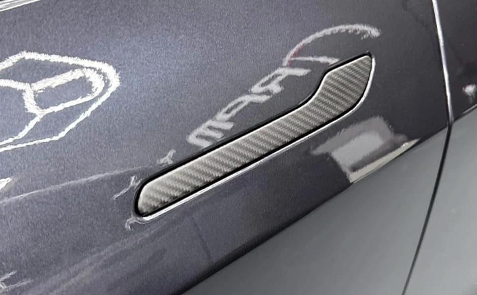 Door Handle Cover Protector Set, Real Matte Carbon Fiber Trim, Matte Finish, Compatible with Tesla Model Y & Model 3 2017-2025, (4 Pieces) - color: matte black 4pcs