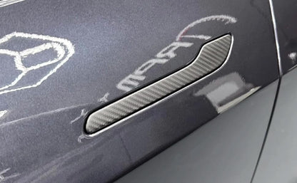 Door Handle Cover Protector Set, Real Matte Carbon Fiber Trim, Matte Finish, Compatible with Tesla Model Y & Model 3 2017-2025, (4 Pieces) - color: matte black 4pcs