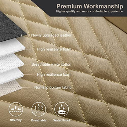 GIANT PANDA Premium PU Leather Rear Car Seat Cover Protector, Luxury Adjustable Anti-Slip Bottom Bench Seat Cover (50~55.5''),Fits 90% of Vehicles, Back Seat Cover, Beige - color: Rear Seat Beige, size: 1 Piece Standard Size