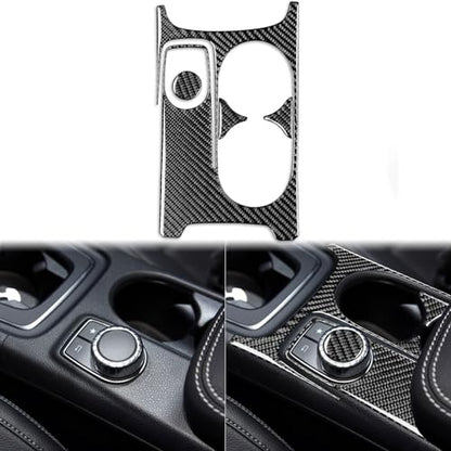 Auto Center Control Armrests Multimedia Knob Cap Water Cup Holder Panel Sticker Real Carbon Fiber Interior Trim Compatible with Benz CLA C117 2014-2018 GLA X156 2015-2019 Accessories Black - A - Kit - color: Center Armrests Water Cup Holder Panel - a - Ki
