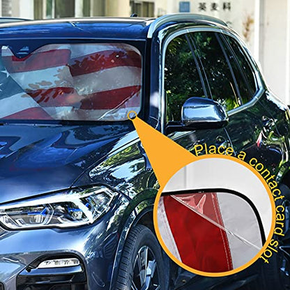 American Flag Eagle Car Windshield Sun Shade Blocks UV Rays Sun Visor Protector Foldable Sun Reflector to Keep Your Vehicle Cool - color: Eagle