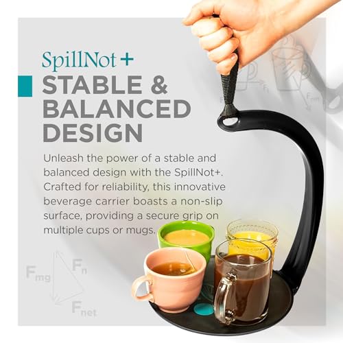 SpillNot+ - The SpillNot Portable Handheld Beverage Carrier, Nonspill Drink Tray, Innovative, Easy to Use - Black - color: Black