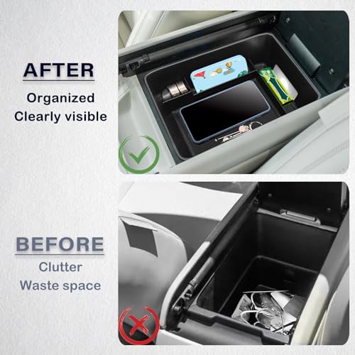 Center Console Organizer Tray Compatible with 2024 2025 2026 Hyundai Santa Fe Interior Storage Box Insert Secondary Accessories (Armrest storage tray)