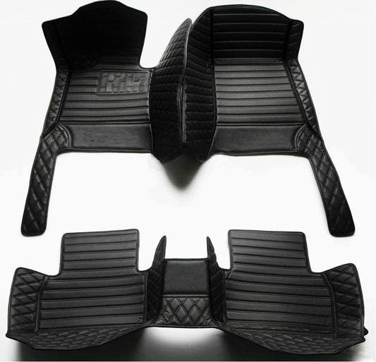 Custom Personalized Floor Mats for Cars，Luxury Full Coverage All Weather Car Floor Mats，Anti-Slip Leather Car Mat Set ，Custom Floor Mats for 99% of Cars, Trucks & SUVs (All Black) - color: All black