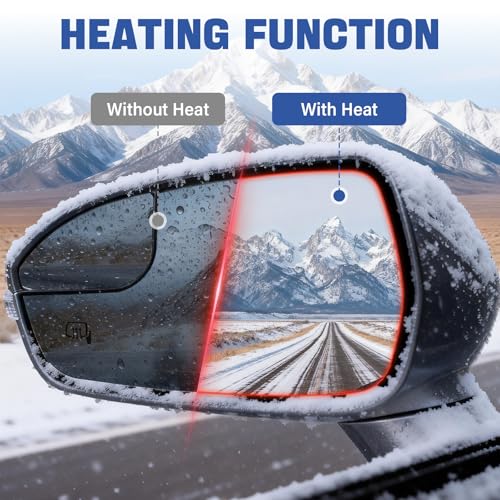 Driver Side Heated Mirror Glass Replacement for 2013-2020 Ford Fusion, Rear Left View Mirror Glass with Holder, Replace DS7Z17K707F - size: Left
