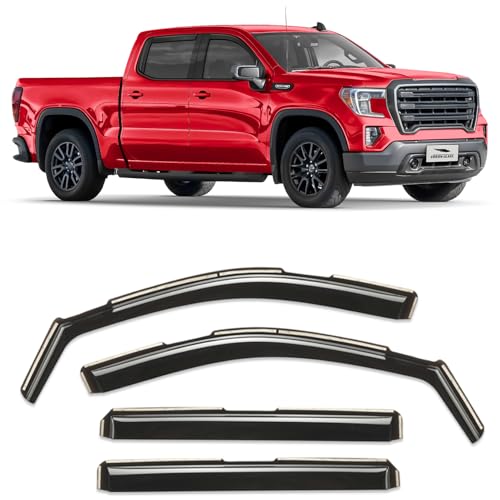 Voron Glass in-Channel Extra Durable Rain Guards for Trucks GMC Sierra 1500 2019-2026 Crew Cab, Window Deflectors, Vent Window Visors, 4 Pieces - 220089v - color: For Sierra 1500 19-26