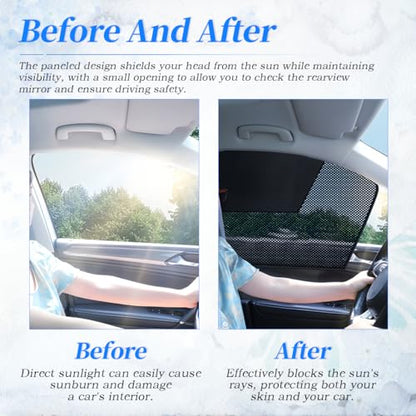 2PCS Car Curtains for Side Window, Magnetic Universal Car Window Sun Shade, Car Window Covers with Cooler Feeling, Front Seat, Sheer sunshades