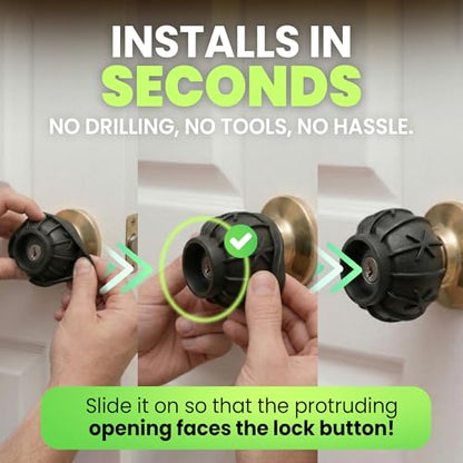 HASHI 3-in-1 Door Knob Covers (2 Pack) – Non-Slip Silicone Grip for Arthritis & Seniors, Wall Protector Bumper & Heat Resistant Handle Sleeve, Universal Size (Black)