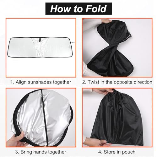 Front Windshield Sun Shade Compatible with Mercedes Benz G Class AMG SUV W463 G350 G400 G500 G55 G63 G65 G800 2004-2025 Foldable Elastic Memory Steel Wire Sun Shield UV Protection