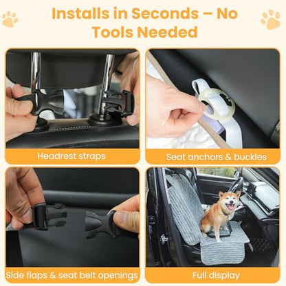 Dog Car Seat Cover for Front or Back Seat, Soft Flannel Pet Car Seat Protector with Waterproof Layer, Non-Slip Washable Dog Car Bed Mat for Travel (Bluegrey Front Seat) - size: BlueGrey Front Seat