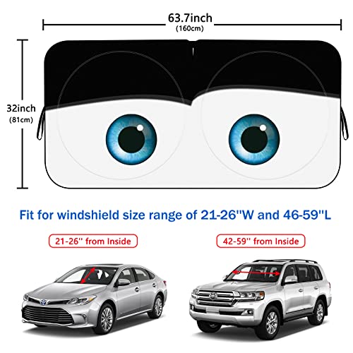 eygeufg Windshield Shade, Car Sun Shade for Front Windshield（Eyes-Black，Large） - color: Cool Black Eyes, size: Medium
