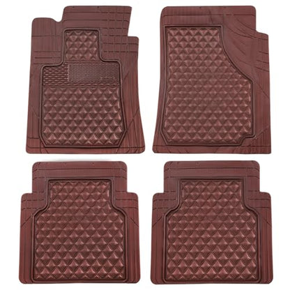 Universal Trim-to-Fit Car Floor Mats for Cars Trucks SUVs Rubber Non-Slip Waterproof All Weather Protection Floor Liner-Burgundy - color: Burgundy