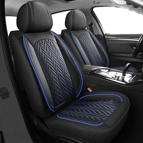 MIROZO Seat Covers,Universal Car Seat Covers Full Set Vehicle Seat Covers Automotive Seat Covers for Most Sedan, Truck and SUV (Full Set, Black and Blue) - color: Black And Blue, size: 5PCS Full Set