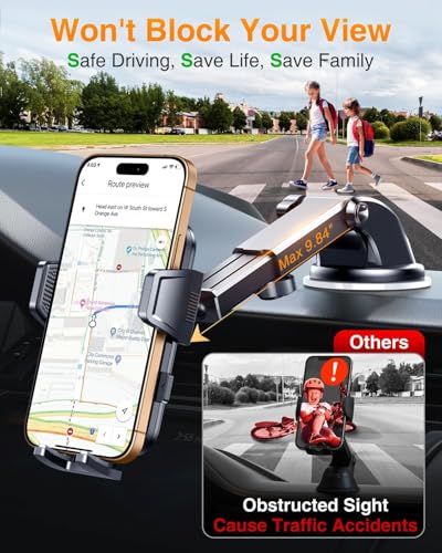 VANMASS 2026 Car Phone Holder【Military-Grade Strongest 90+LBS Suction】Phone Holder for Your Car Dashboard Windshield Vent Cell Phone Mount Truck Stand Cradle for iPhone 17 Pro Max 16 15 14 13 Android