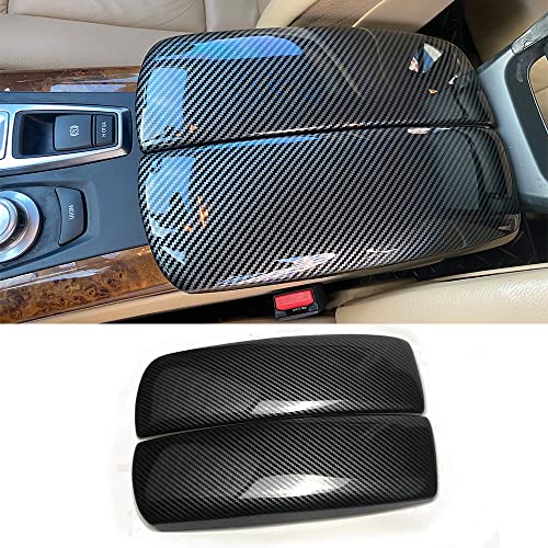for BMW X5 X6 E71 E70 ABS Carbon Fiber Color Car Interior Center Armrest Box Cover Console Box Storage Box Trim Covers (X5 E70 2007-2013/X6 E71 2008-2014) - size: X5 E70 07-13/X6 E71 08-14
