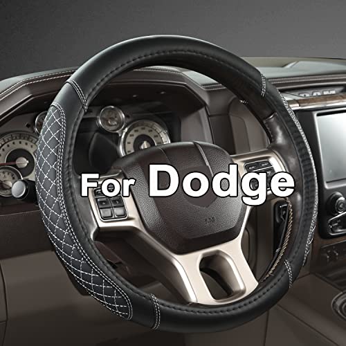 West Llama Customized Auto Car Steering Wheel Cover for Dodge 1989-2011 RAM 1500 2500 3500, Charger, Durango, Challenger(Diamond Quilted-Black+Gray-Standard Size) - color: B-Black+Gray, size: Standard Size (14 ½''-15'')