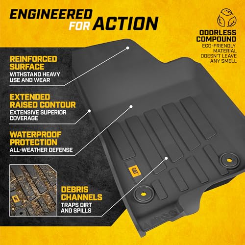 Cat® JustFit™ 3D Floor Mats for Jeep Wrangler JL 2018–2026 Custom Fit All Weather Floor Liners, Heavy Duty Rubber Mats for Jeep Wrangler Unlimited (Not for PHEV or JK) Accessories for Full Protection - style: Jeep Wrangler 4WD (2018-2026)