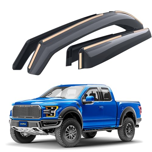 Goodyear Shatterproof in-Channel Window Deflectors for Ford F150 Raptor 2017-2020 SuperCab, Rain Guards, Window Visors for Cars, Vent Deflector, Car Accessories, 4 pcs - GY007734 - color: For F150 Raptor 17-20 SuperCab