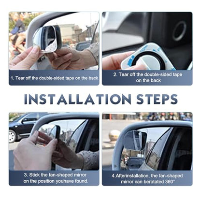 1 PC Blind Spot Mirrors, Adjustable Angle Mini Side Rearview Mirrors, HD Convex Wide Angle Side View Accessories, Universal for Most Cars, Trucks, SUVs (Silver)