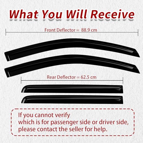 4PC Rain Guards for 2015-2020 Chevy Tahoe GMC Yukon Window Visors for 15-25 Escalade Deflectors Sun Shades Vent Tape On Out Channel - size: 15-20 Chevy Tahoe GMC Yukon Cadillac Escalade