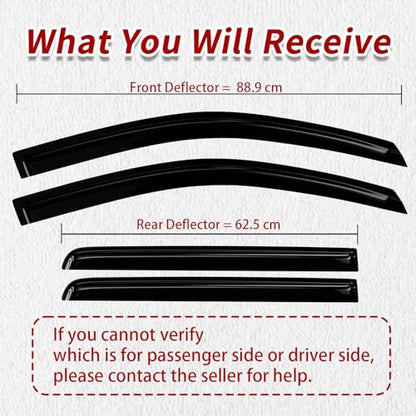 4PC Rain Guards for 2015-2020 Chevy Tahoe GMC Yukon Window Visors for 15-25 Escalade Deflectors Sun Shades Vent Tape On Out Channel - size: 15-20 Chevy Tahoe GMC Yukon Cadillac Escalade