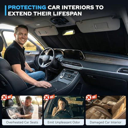 Windshield Sun Shade for 2015-2020 Cadillac Escalade/Escalade ESV, Chevrolet Suburban/Tahoe, GMC Yukon/Yukon XL, Custom Fit Accordion Folding Design Front Window Sunshade Blocks UV Heat - size: For 2015-2020 Escalade/Suburban/Tahoe/Yukon