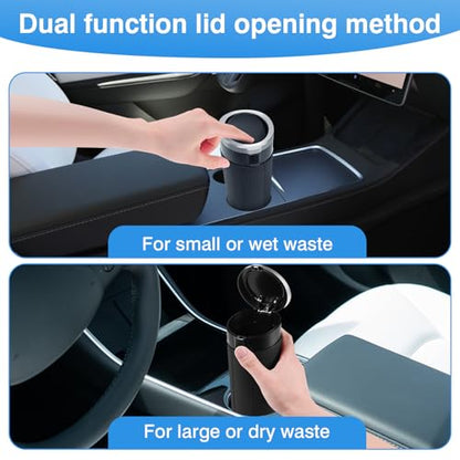 Car Trash Can Bin with Lid, 2 Packs Mini Leakproof Garbage Can for Vehicle, Cup Holder Trash Can, Small Trash Bin for Cars, Home, Bedroom, Office (Silver) - color: Silver 02