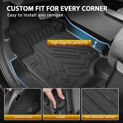 Powerty Floor Mats Truck Bed Mat for 2017-2024 2025 2026 Ford F250/F350/F450 Super Duty Crew Cab Accessories All Weather TPE Custom Fit Truck Floor Bed Liners - size: 3)Ford F250/F350/F450｜17-26｜Truck Combo Set