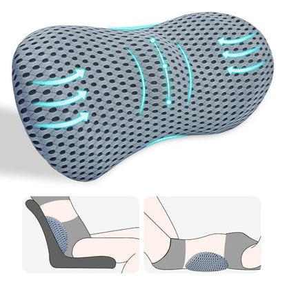 kasney Lumbar Support Pillow, Back Pillow for Low Back Pain Relief, Ergonomic Streamline Car Seat, Office Chair, Recliner and Bed (Gray) - color: Gray