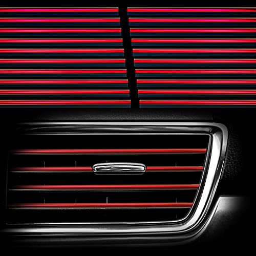 Hadwoer 20Pcs Car Auto Air Conditioner Vent Outlet Trim Strip, DIY Decoration Chrome PVC Car Interior Moulding Trim Strip Line for All Straight Air Vent Outlet (Red) - color: Red