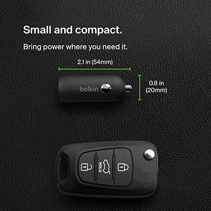 Belkin Boost↑Charge™ 30W Compact Fast Car Charger w/USB-C Power Delivery Port for iPhone 16, 16 Pro, 15, 15 Pro, Galaxy S25, S24, Note, Pixel 9 & More - Black - style: Charger